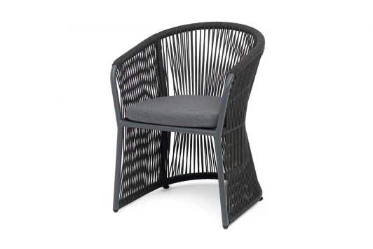 ROM-CH-001 RAL7024 Mua D-grey(D-gray027) "Романо" стул плетеный из роупа, каркас алюминий темно-серый (RAL7024) муар, роуп темно-серый круглый, ткань темно-серая 027 4SIS ROM-CH-001 RAL7024 Mua D-grey(D-gray027)