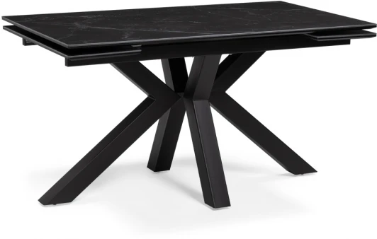 532397 Керамический стол Woodville Бронхольм 140(200)х80х77 черный мрамор / черный 532397