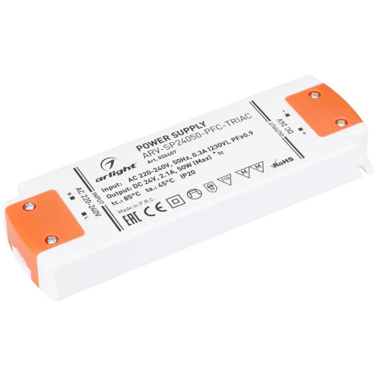 026407 Блок питания диммируемый ARV-SP24050-PFC-TRIAC (24V, 2.1A, 50W) 026407 Arlight ARV