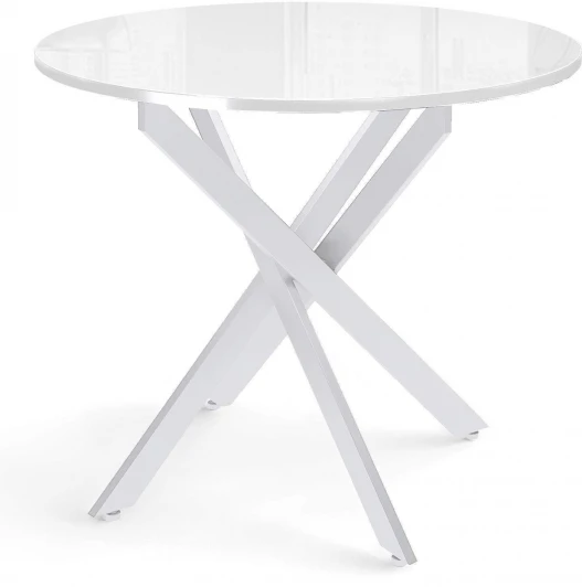 00-00062637, 00-00053370 Стол Rs90 белый/стекло белое optiwhite (кромка белая)/опоры R белые Dikline 00-00062637, 00-00053370