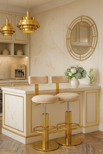 MC111-GR-2casa Стул барный Вивиан MC111-GR-2, светло-серый/глянцевое золото