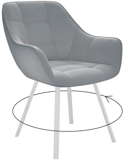 00-00062312 Стул 252 М поворотный, B22 GREY, ножки белые Dikline 00-00062312