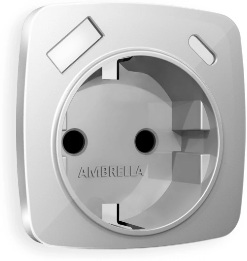 OP4100 Лицевая панель Ambrella Volt OMEGA (Серебро глянец) для электрической розетки с заземлением со шторками 2USB A+C QUANT OP4100