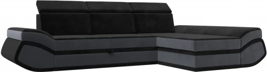 121648 Диван угловой Лига-032 правый угол (Черный,Серый/Велюр) Лига Диванов арт.121648