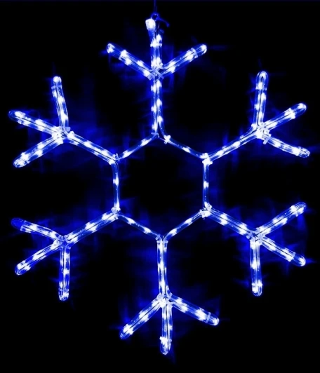 LC-13045 Светодиодная Снежинка "Зимняя Классика" Ø0,7м Синяя, Дюралайт на Металлическом Каркасе, IP54 Laitcom LC-13045