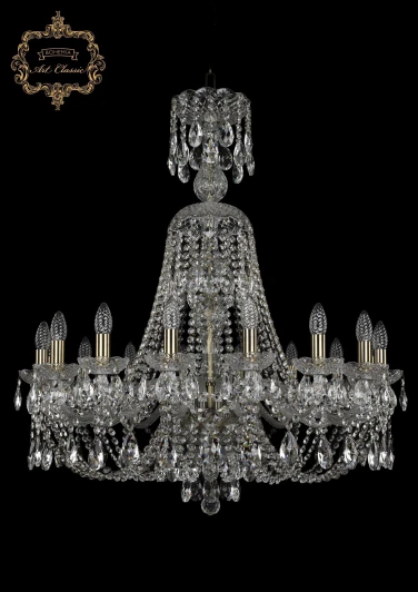 11.21.16.300.XL-95.Br.Sp Подвесная большая люстра Art Classic 11.21 11.21.16.300.XL-95.Br.Sp (220V, хрусталь, на цепи, подсвечник, свеча)