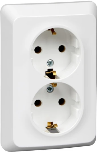 PC16-107B Розетка встраиваемая двойная с заземлением (белый) Systeme Electric Etude PC16-107B