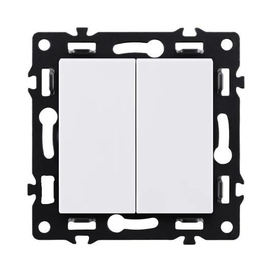 AS-005WH Выключатель 2-клавишный проходной 10А/250В белый Kollinger Asthetik AS-005WH