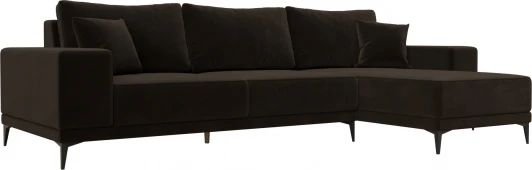 122405 Диван угловой Льюес правый (Коричневый/Микровельвет) Лига Диванов арт.122405