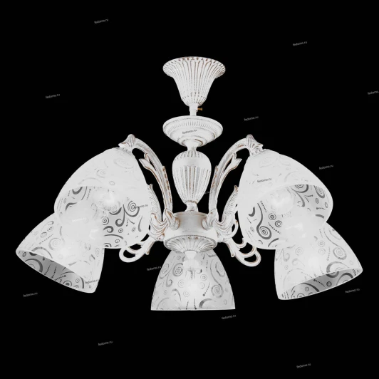 75030-5C WHITE Люстра потолочная Natali Kovaltseva Martinez, 5 плафонов, белый с золотом и прозрачным