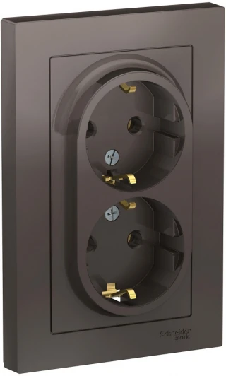 ATN000624 Розетка встраиваемая двойная с заземлением (мокко) Systeme Electric AtlasDesign ATN000624