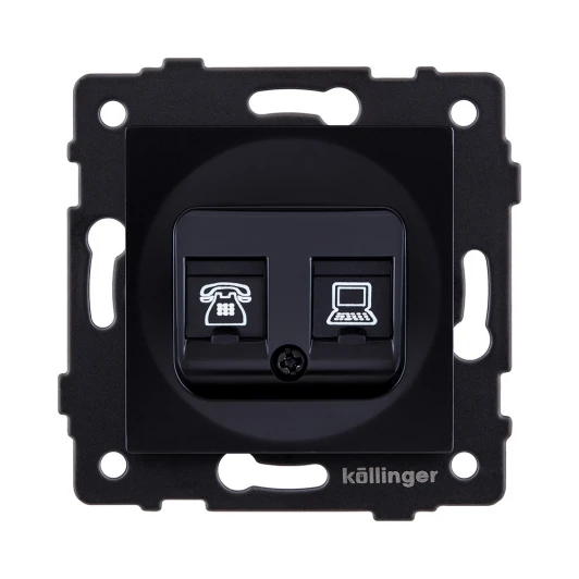 REA-011BK Розетка двойная RJ11 + RJ45 черный Kollinger REA-011BK для Aspekt, Eleganz, Reflex