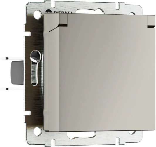 W1271204 Розетка с заземлением, шторками и защит. крышкой (дымчатый) Werkel W1271204