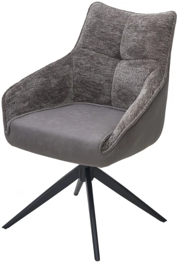 635M05600 Стул FABIAN 360 град. поворот. MONA-464 Серый, PU/ STEAM-132 Серый, ткань / черный каркас, ®DISAUR (арт.635M05600)