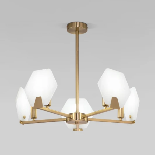 60158/5 латунь Потолочная люстра Wi-Fi на штанге Eurosvet Marble 60158/5 латунь (220V, управление смартфоном, голосовое управление, умный дом - Minimir Home, Алиса, Маруся, Салют)