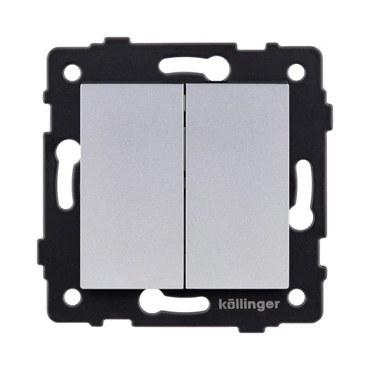 REA-S-009GY Выключатель 2-клавишный проходной 10А/250В серый Kollinger REA-S-009GY для Aspekt, Eleganz, Reflex