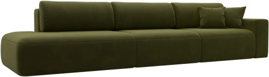 121351 Диван прямой Лига-036 НПБ Модерн Лонг подлокотник справа (Зеленый/Микровельвет) Лига Диванов арт.121351