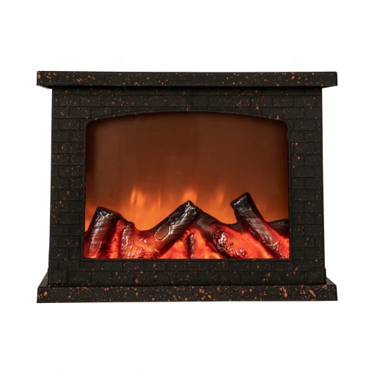 ULD-L2821-005/DNC/RED BLACK FIREPLACE Световая фигура «Камин» с эффектом пламени, питание от батареек 3АА (не в/к) или USB (в/к) 5 светодиодов черный Uniel ULD-L2821-005/DNC/RED BLACK FIREPLACE