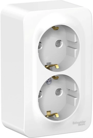 BLNRA011221 Розетка накладная двойная с заземлением и шторками (белый) Systeme Electric Blanca BLNRA011221