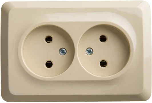 PA16-105K Розетка накладная двойная без заземления (кремовый) Systeme Electric Etude PA16-105K