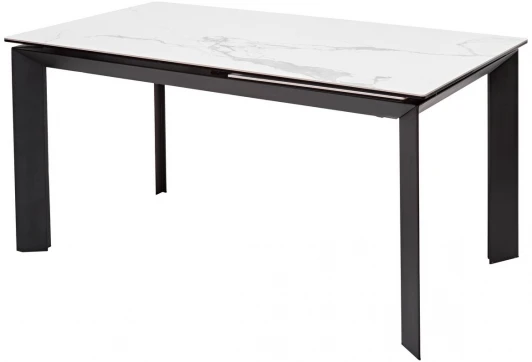 DECDF501THGSTATBLCK160 Обеденный стол M-City CREMONA 160 HIGH GLOSS STATUARIO Белый мрамор глянцевый, керамика/ черный каркас