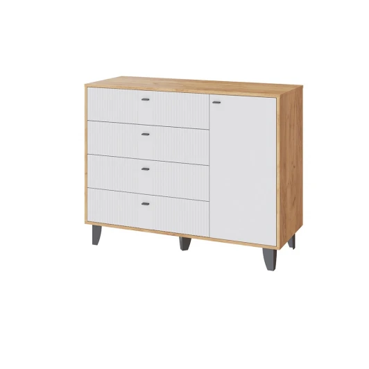 00-00185338 Комод ТЭКС Катрин-13, Дуб крафт золотой, Карбон фарфор