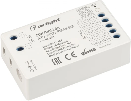 032351 Контроллер ARL-SIRIUS-RGBW-SUF (12-24V, 4x4A, 2.4G) (IP20 Пластик) 032351 Arlight