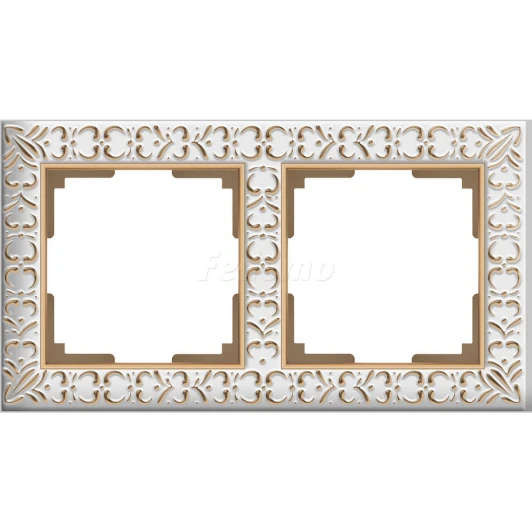 WL07-Frame-02 Рамка на 2 поста Werkel Antik, белое золото
