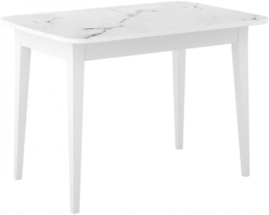00-00061849, 00-00061850 Стол M120 белый/стекло белое мрамор сатин optiwhite/опоры MM белые Dikline 00-00061849, 00-00061850
