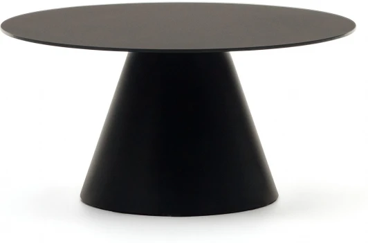 160566 Журнальный столик Wilshire из закаленного стекла и металла с матовой черной отделкой, Ø 80 см La Forma (ex Julia Grup) арт.160566