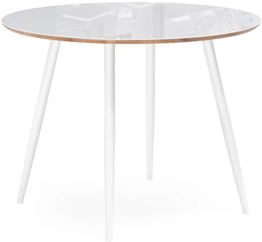 516542 Стеклянный стол Notta Абилин 100х76 ультра белое стекло / дуб вотан / белый матовый 516542