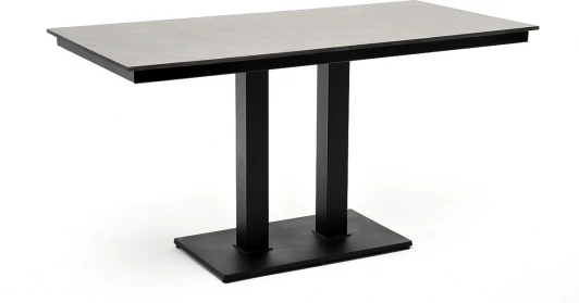 GRAY-140-70-M500 "Каффе" обеденный стол из HPL 140х70см, цвет "серый гранит", подстолье двойное черное чугун 4SIS арт.УТ-00005738