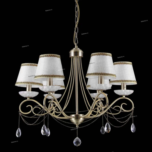 70026-6C ANTIQUE Люстра подвесная Natali Kovaltseva Malaga, 6 плафонов, бронза с белым, коричневым и прозрачным