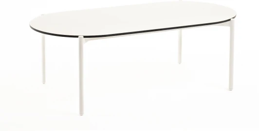 WHITE-120-60-DIE-Al-(9016MUA)-4sis "Диего" журнальный стол из HPL 120х60 H40, каркас белый муар, цвет "молочный" 4SIS арт.УТ-00008610