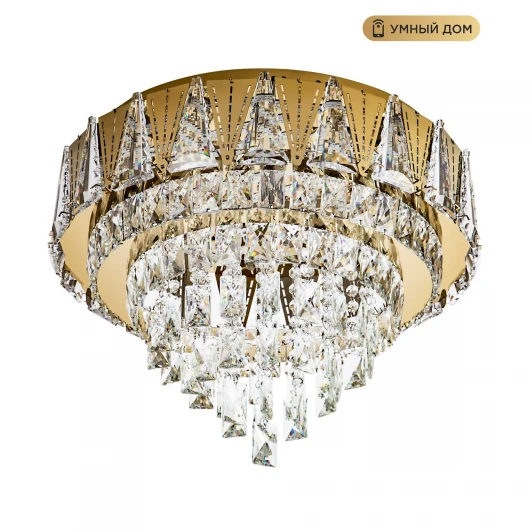 L9437-500 GD с УД Потолочная люстра светодиодная хрустальная с пультом и управлением смарфоном с регулировкой цветовой температуры и яркости LED4U LED4U L9437-500 GD с УД