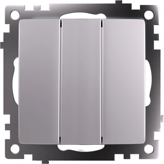 49173 Выключатель трехклавишный (серебро) Stekker Катрин 49173