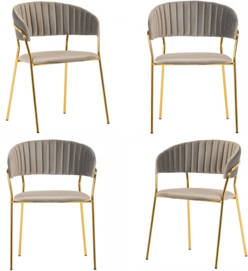 FR 0392K Комплект из 4-х стульев Bradexhome Turin латте, золотые ножки