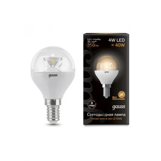 105201104 Лампочка светодиодная груша E14 4W 2700K 350lm 105201104