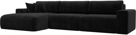 121397L Диван угловой Лига-036 НПБ Классик Лонг левый угол (Черный/Велюр) Лига Диванов арт.121397L