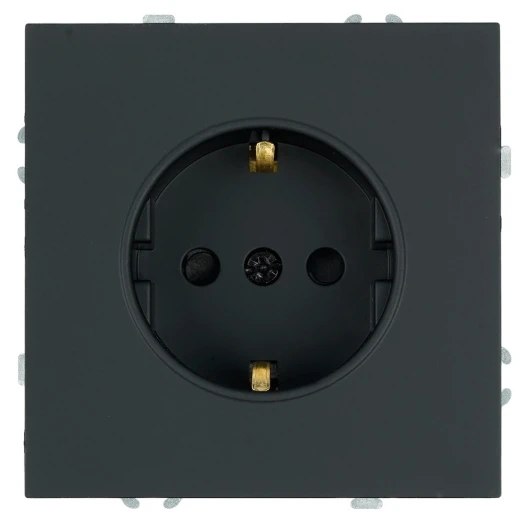 50251 Розетка с заземлением и шторками (черный уголь, soft touch) Stekker Эмили 50251