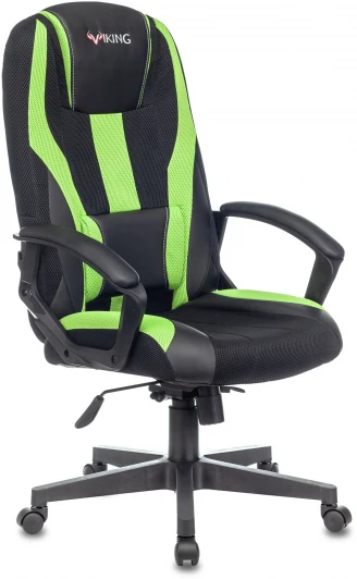 VIKING-9/BL+SD Кресло игровое Zombie VIKING-9 черный/салатовый текстиль/эко.кожа крестовина пластик