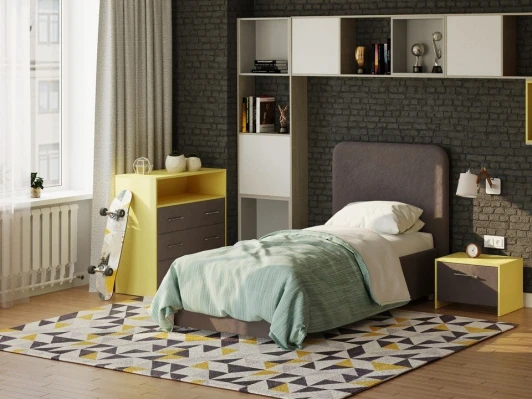 1926730 PROxSON Кровать Олаф (Ткань: Велюр Monopoly Капучино (297)) 80x190