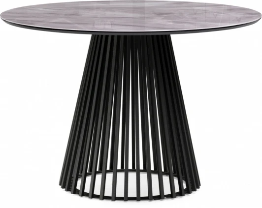 612163 Кухонный стол Notta Нэнси 110х110х75 серый мрамор / черный (Стекло) арт.612163