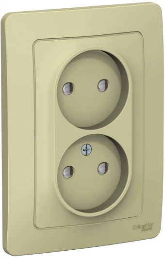 BLNRS000127 Розетка встраиваемая двойная без заземления со шторками (бежевый) Systeme Electric Blanca BLNRS000127