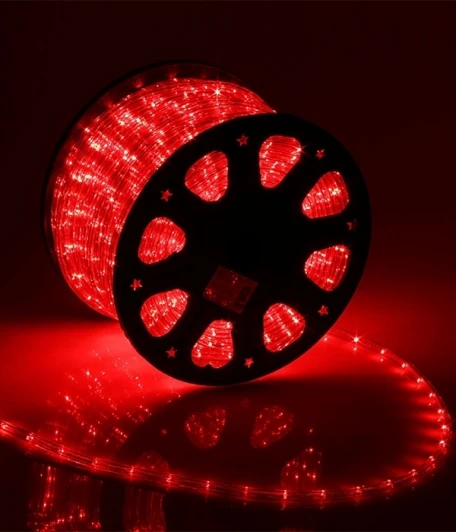 F3-H2-220V-R Светодиодный Дюралайт Ø13 мм Красный 220В, 36 LED/м, Свечение 360°, IP65, Бухта 100м