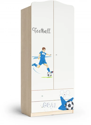101288 Шкаф "Футбол", Шимо светлый/Белый, МАМА