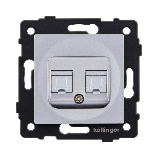 REA-015GY Розетка двойная Ethernet RJ45 серый Kollinger REA-015GY для Aspekt, Eleganz, Reflex