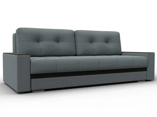 132569 Диван прямой с декором Лига-096 НПБ (ДВП,ДСП,ЛДСП,Брус,Фанера/Пластик/Рогожка,Экокожа/Серый,Черный) Лига Диванов 132569