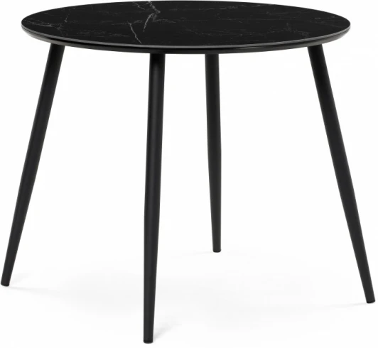 600706 Кухонный стол Notta Абилин 90х76 черный мрамор / черный (Керамика) арт.600706
