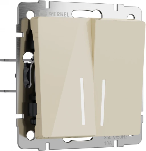 W1122143 Выключатель двухклавишный проходной с подсветкой (айвори акрил) Werkel W1122143 (a064059)